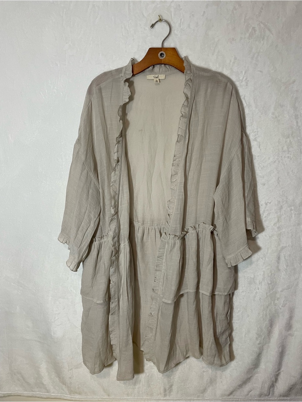 easel Light Beige Tiered Kimono/Cardigan